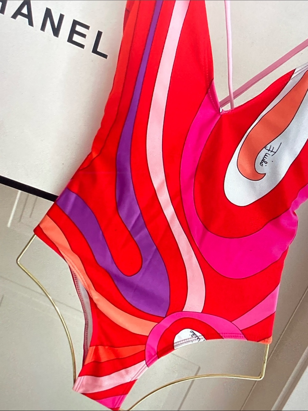 Emilio Pucci Red Pink Purple Swirl One-Piece - Picture 15 of 16